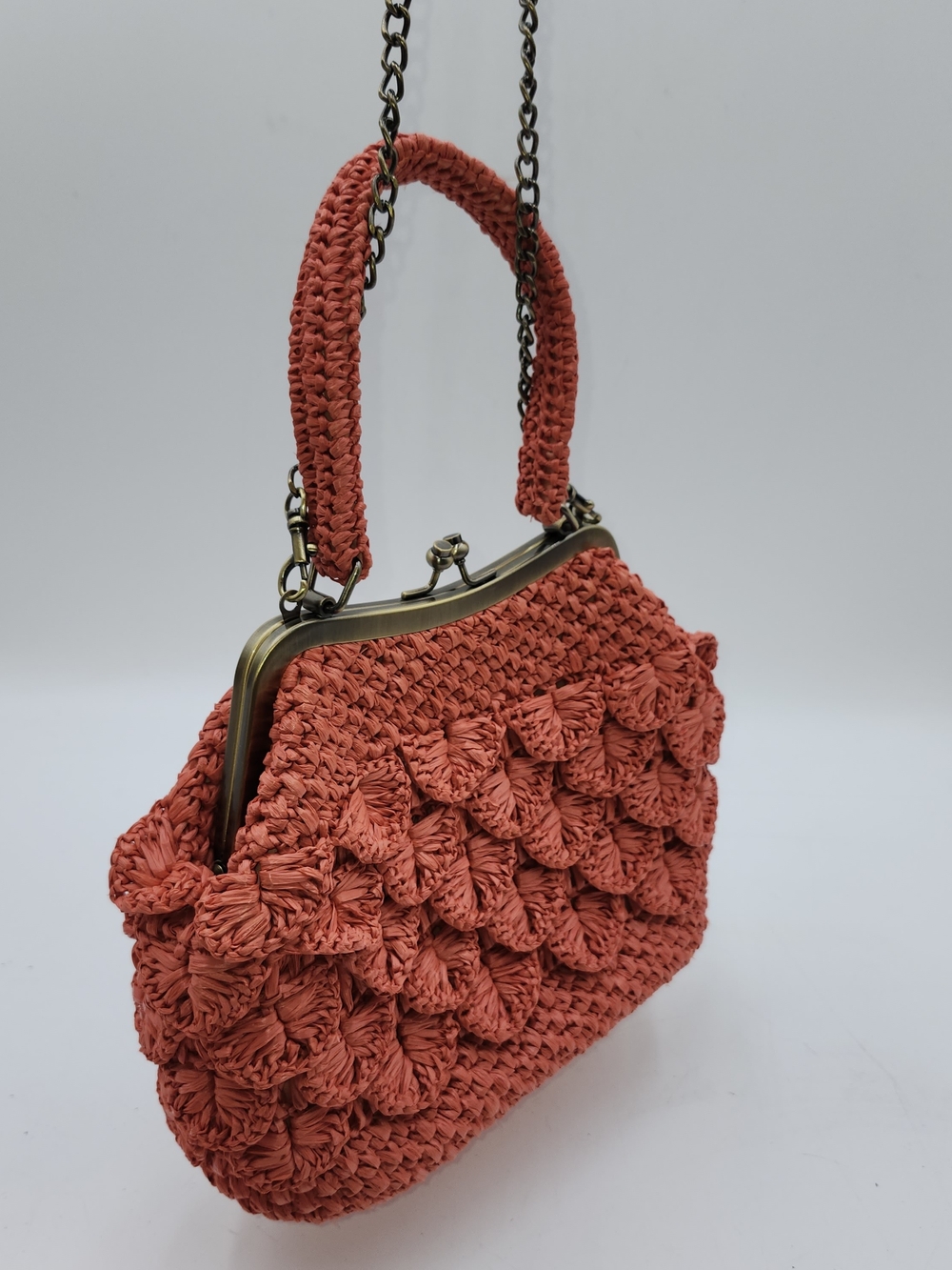 Patricia Nash Coral Laureana Scalloped Raffia Satchel Women's Handbag